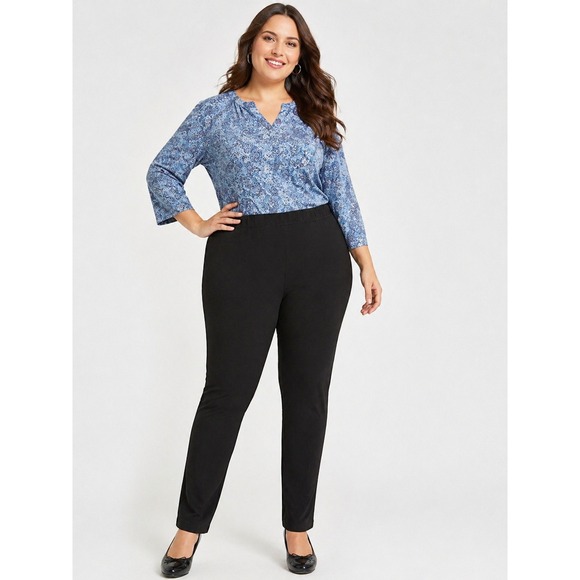 Chic Comfort Collection Pants - Chic Comfort Collection Black Pull On Leggings Plus Size 22W A Elastic Waist New